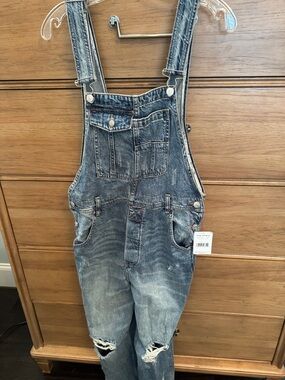 Free People blue denim overalls